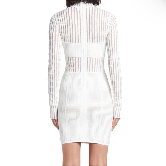 NEW HERVE LEGER WHITE SHADOW STRIPE MINI DRESS - Picture 6 of 10